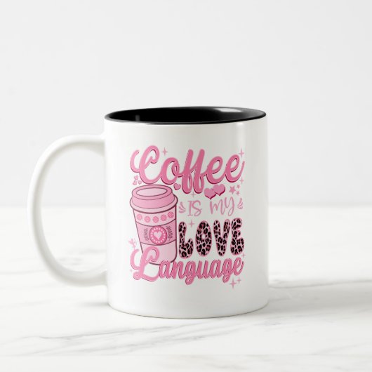 Koffie is mijn liefde taal Valentijnsdag cadeau Tweekleurige Koffiemok (Links)
