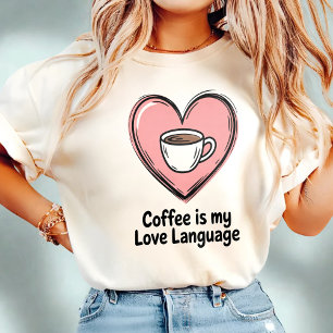 Koffie is mijn liefdestaal Doodle-stijl T-shirt