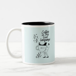 "Koffie is mijn liefdestaal" Minimalistisch ontwer Tweekleurige Koffiemok