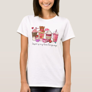 Koffie Is Mijn Liefdestaal Schattige Valentijn Ted T-shirt