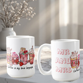 Koffie is mijn liefdestaal Stel meneer en mevrouw  Koffiemok