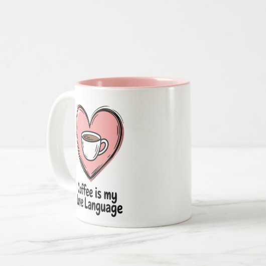Koffie is mijn liefdestaal tweekleurige koffiemok (Voorkant links)