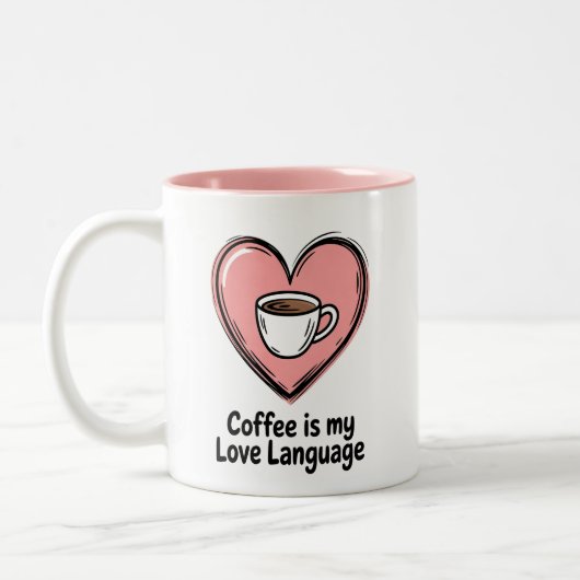 Koffie is mijn liefdestaal tweekleurige koffiemok (Links)