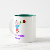 Koffie is mijn liefdestaal tweekleurige koffiemok (Voorkant links)