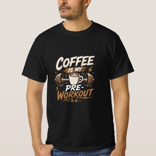 Koffie is mijn pre-workout gym ontwerp t-shirt (Voorkant)
