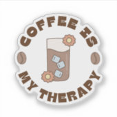 Koffie is Mijn Therapie Retro Sticker (Voorkant)