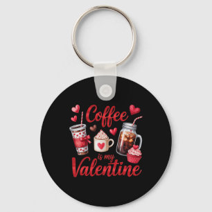 Koffie Is Mijn Valentijn Hart Cupcake IJsdrank Sleutelhanger