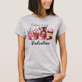 Koffie is mijn Valentijn Hearts T-shirt (Voorkant)