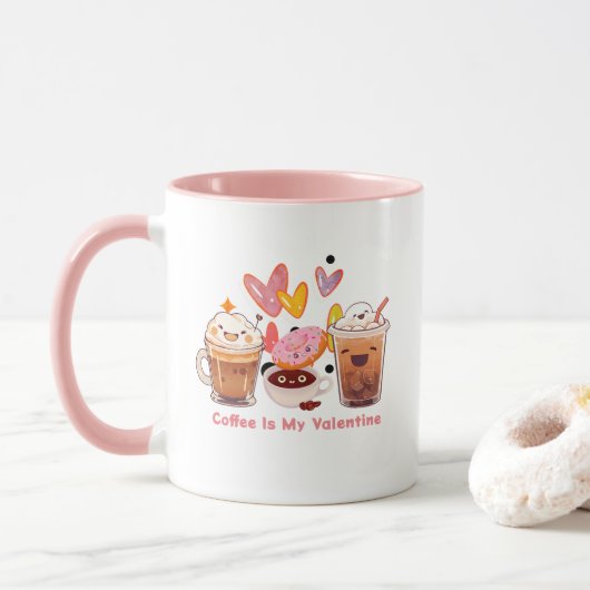 Koffie is mijn Valentijn | Koffie-Valentijn Mok (Met donut)