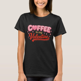 Koffie Is Mijn Valentijn Retro Roze Glitters T-shirt