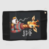 Koffie is voor de vermoeide Giraffe Coffee Lover Golfhanddoek (Horizontaal)