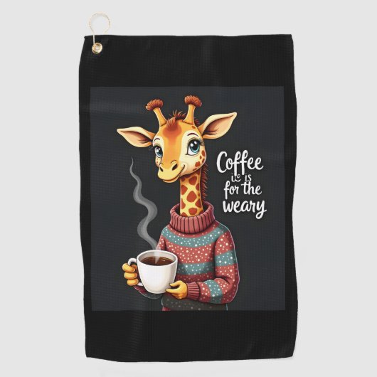 Koffie is voor de vermoeide Giraffe Coffee Lover Golfhanddoek (Voorkant)
