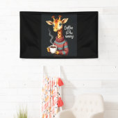 Koffie is voor de vermoeide Giraffe Coffee Lover Spandoek (Insitu)