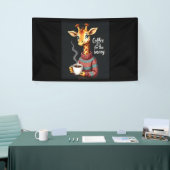 Koffie is voor de vermoeide Giraffe Coffee Lover Spandoek (Beurs)