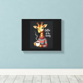 Koffie is voor de vermoeide grappige giraffe koffi canvas afdruk (Insitu (Houten vloer))