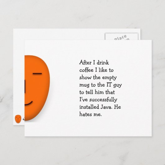 Koffie. IT man. Java. - Een glimlach-Briefkaart ve Briefkaart (Voorkant / Achterkant)