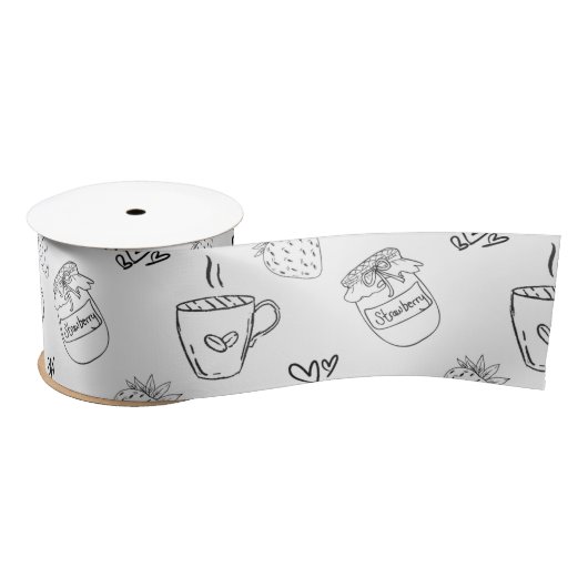 Koffie, Jam en Aardbei Satijnen Lint (Spoel)