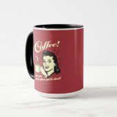 Koffie: Je kunt slapen als je dood bent Mok (Voorkant links)