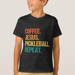Koffie jesus pickleball herhaal kerk grappige augu t-shirt
