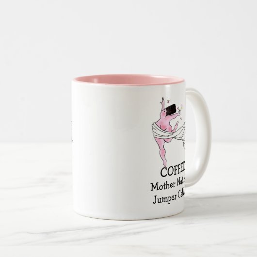 KOFFIE: Jumperkabels van moeder Natuur! DIVA Tweekleurige Koffiemok (Voorkant rechts)