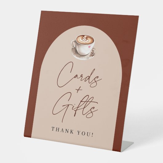 Koffie Kaarten + geschenken Vrijgezellenfeest Reclamebord Met Voetstuk (Voorkant)