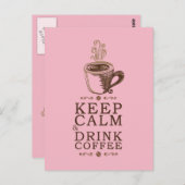 Koffie kalm Drink houden - Roze Briefkaart (Voorkant / Achterkant)