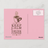 Koffie kalm Drink houden - Roze Briefkaart (Achterkant)