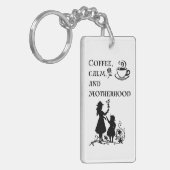 Koffie Kalm Moederschap Silhouet Art Sleutelhanger (Voorkant Links)
