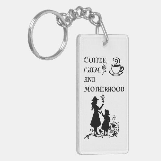 Koffie Kalm Moederschap Silhouet Art Sleutelhanger (Voorkant Links)