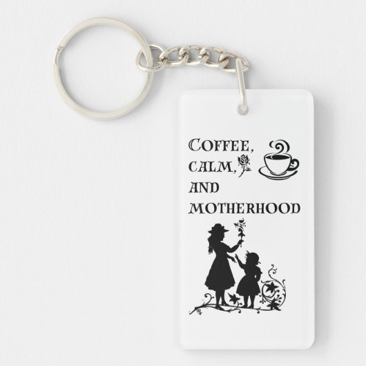 Koffie Kalm Moederschap Silhouet Art Sleutelhanger (Voorkant)