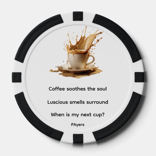 Koffie kalmeert de ziel poker chips (Voorkant)