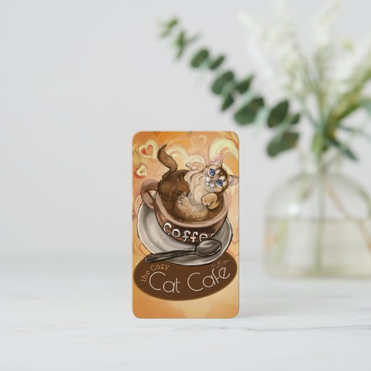 Koffie Kat Cafe Visitekaartje (Staand voorkant)