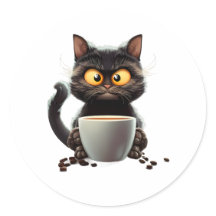 Koffie Kat  Cartoon Kleurrijk