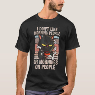Koffie Kat Ik Haat Ochtendmensen Vintage Katten T-shirt