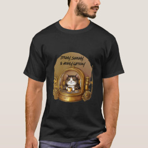 Koffie Kat Tijdmachine Retro Cafe T-shirt