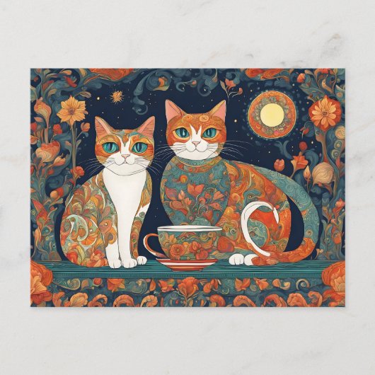 koffie katten ansichtkaart briefkaart (Voorkant)