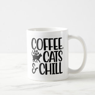 Koffie, Katten & Chill - Zwart Koffiemok