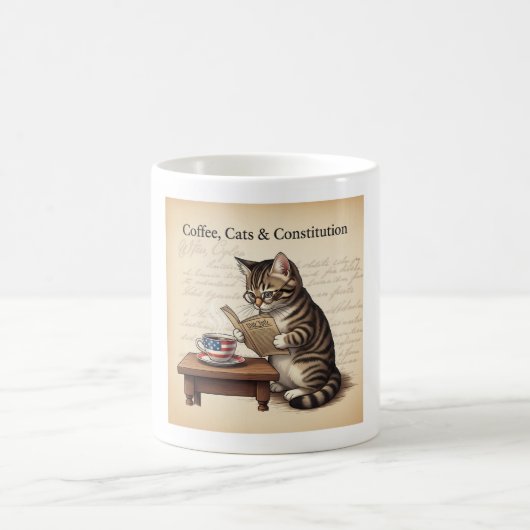 Koffie, Katten & Constitutie – Patriottische Kat Koffiemok (Center)