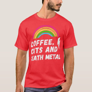 Koffie, katten en dodenmetaal, regenboog t-shirt