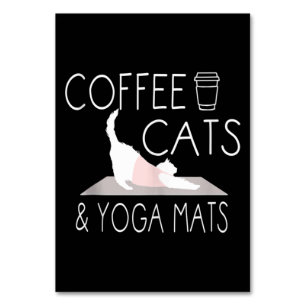 Koffie, katten en joga Mats - Funny Gifts Yoga Cat Kaart