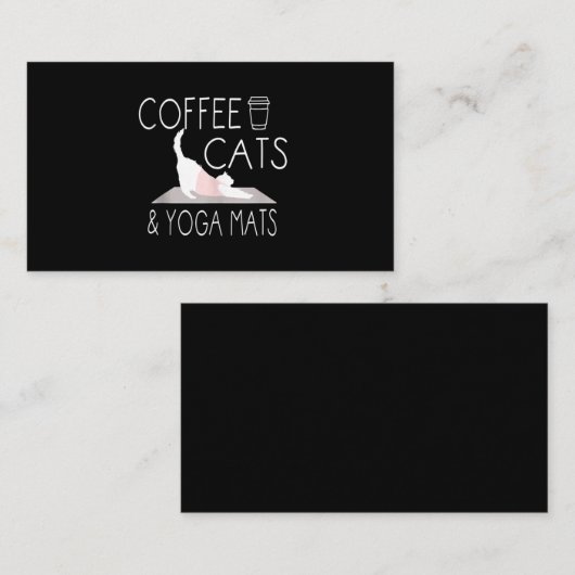 Koffie, katten en joga Mats - Funny Gifts Yoga Cat Visitekaartje (Voorkant / Achterkant)