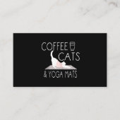 Koffie, katten en joga Mats - Funny Gifts Yoga Cat Visitekaartje (Voorkant)
