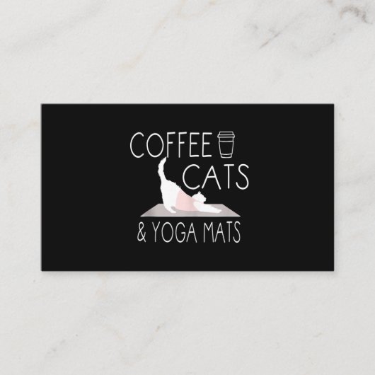 Koffie, katten en joga Mats - Funny Gifts Yoga Cat Visitekaartje (Voorkant)