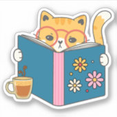 Koffie, Katten, en Klassiekers Waterdicht Sticker (Voorkant)
