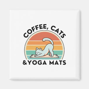 Koffie Katten En Yogamatten Meditatie Vrouwen Mann Magneet