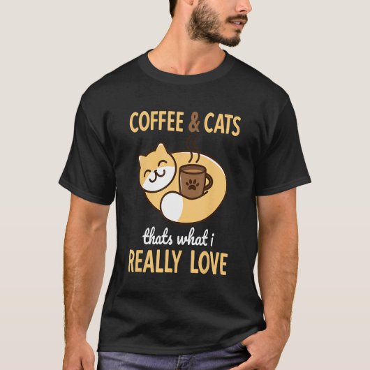 Koffie & Katten Grappige Kat T-shirt (Voorkant)