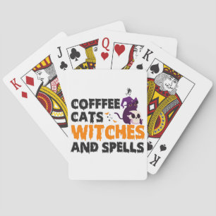Koffie Katten Heksen en Spreuken Grappig Spooky Gi Pokerkaarten