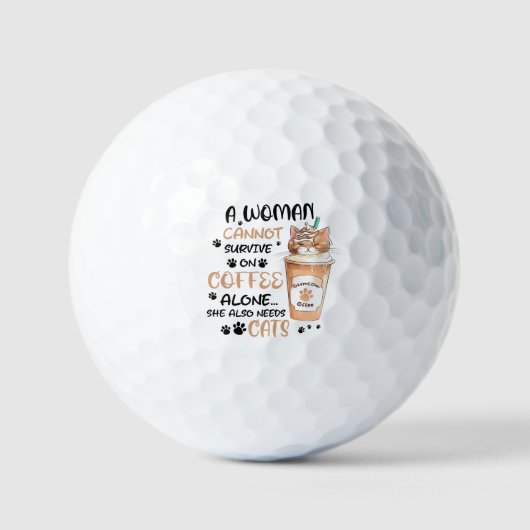 Koffie & Katten – Schattigee Kawaii kunst Golfballen (Voorkant)