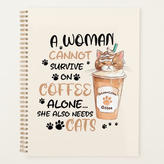 Koffie & Katten – Schattigee Kawaii kunst Planner (Voorkant)