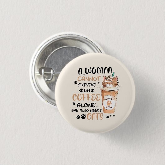 Koffie & Katten – Schattigee Kawaii kunst Ronde Button 3,2 Cm (Voorkant /achterkant)